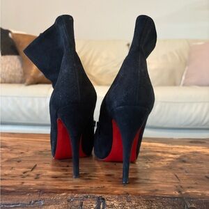 Christian Louboutin Black and Red Ankle Booties